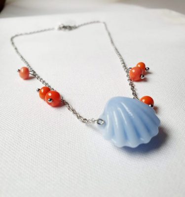 Collier coquille Saint-Jacques en verre - Bijou symbolique