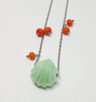 Bijou coquille Saint-Jacques et corail en Verre de Murano