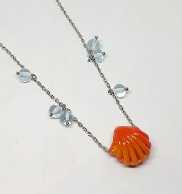 Collier coquillage et gouttes d'eau-Pièce unique fait main