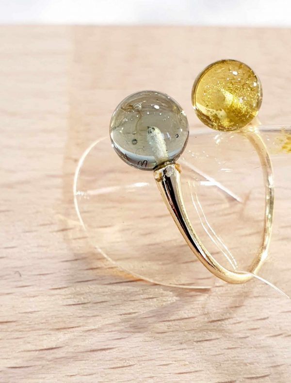 Bague artisanale en verre fait main avec amour Piece unique – Image 2