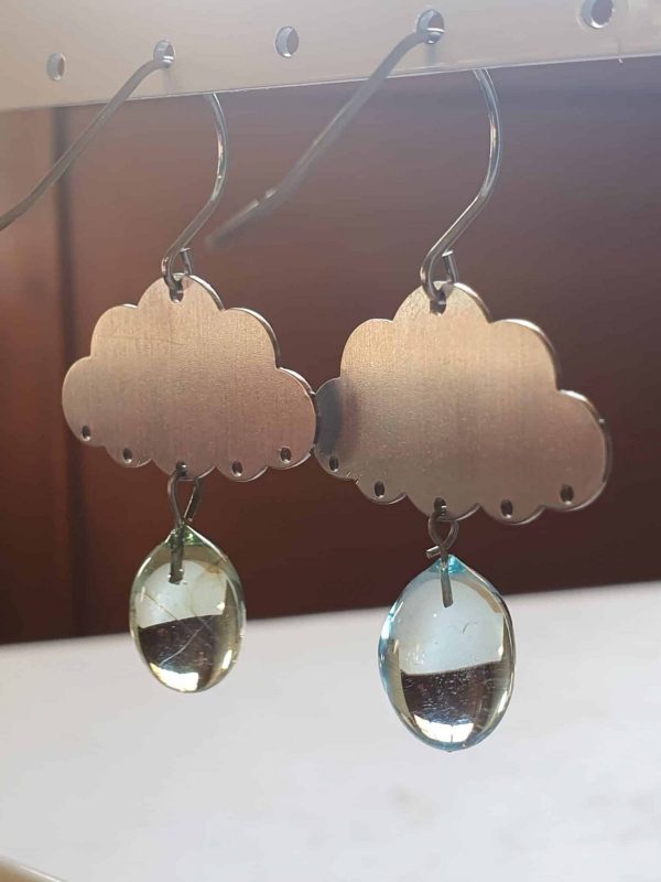 Boucles d'oreilles Nuage de pluie - Bijou nature artisanal – Image 2