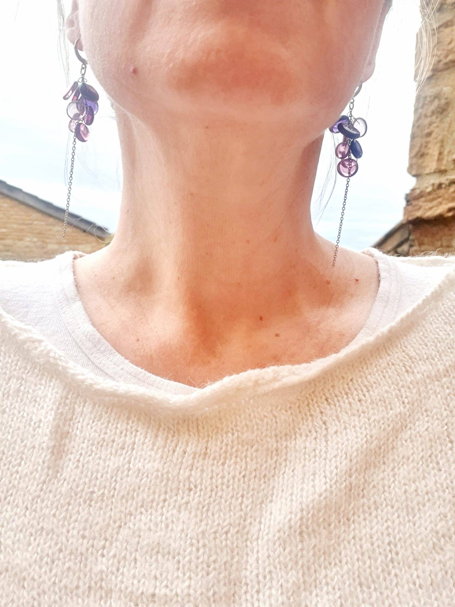 Boucles d'oreilles longues grappe en Verre de Murano – Image 6