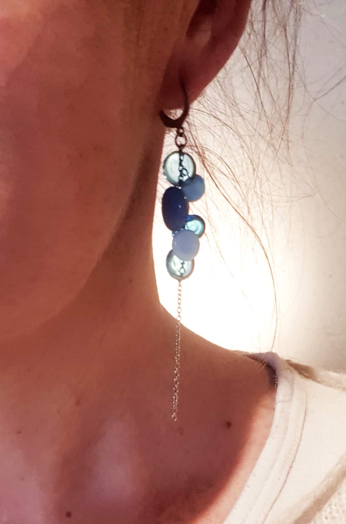 Boucles d'oreilles longues grappe en Verre de Murano – Image 7